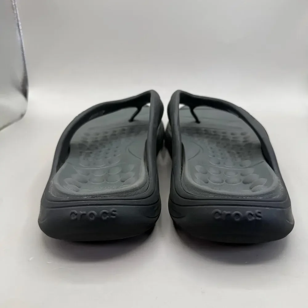 Crocs Reviva Sandals Shoes Mens Size 11 Gray Thong Flip Flop Comfort 205545